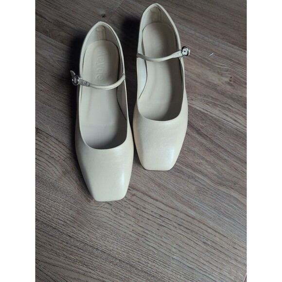 Aeyde Uma White Creamy Nappa Leather Mary Jane Flats Womens 8 EU 39 - Picture 8 of 14